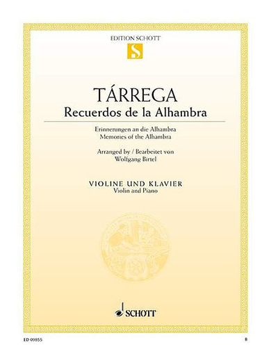 Tarrega, F (Birtel).: Recuerdos de la Alhambra (violin & piano)