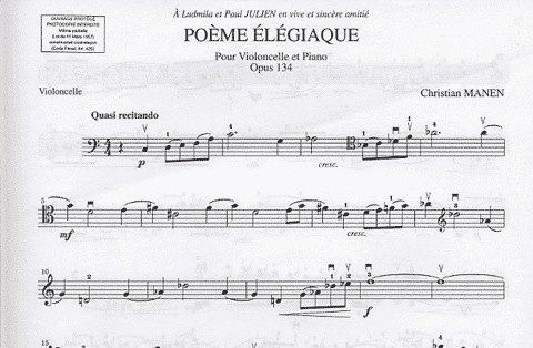 Manen, Christian: Poeme Elegiaque Op.134 (cello & piano)