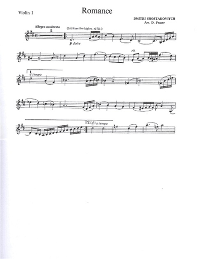 Shostakovich (Fraser, arr): Romance from the Gadfly arranged for string quartet (score and parts)