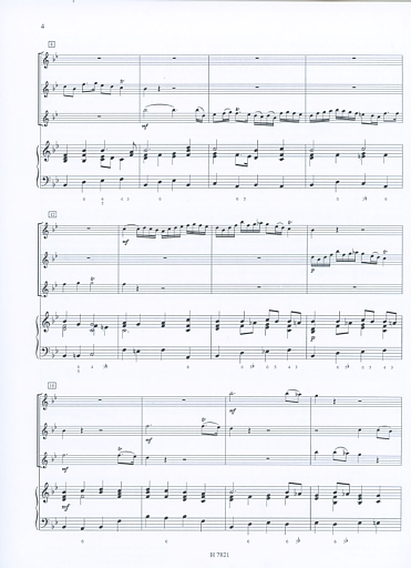 Finger, Gottfried: Sonata in Bb Major for 3 Violins and basso continuo, score & parts, Barenreiter