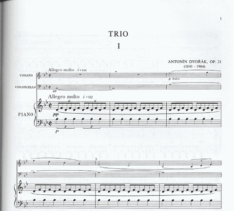 Dvorak, Antonin: Piano Trio in Bb Op.21 (violin, cello, piano)