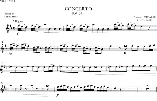 Vivaldi, Antonio: Concerto in D Major RV93 (guitar, 2 violins, cello)
