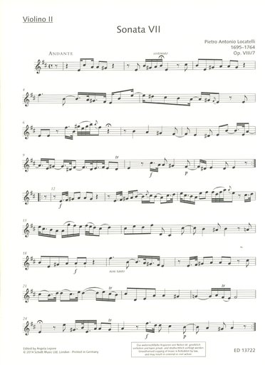 Locatelli, Pietro Antonio: Three Trio Sonatas for 2 Violins and Basso Continuo (2 violins keyboard, cello)