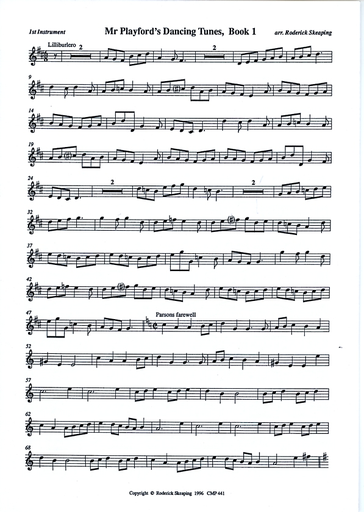 Playford, John (Skeaping, arr): Mr.Playford's Dancing Tunes Bk 1 (string quartet) score and parts