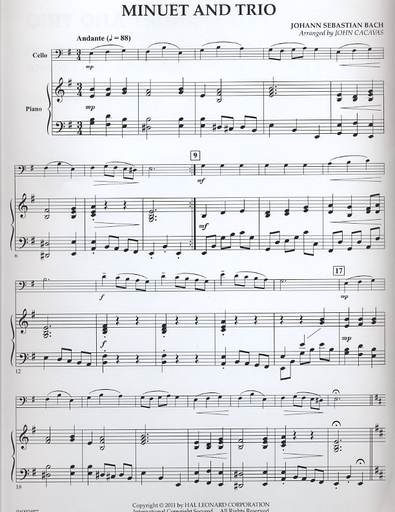 Bach, J.S. (Cacavas): Minuet & Trio (cello & piano)