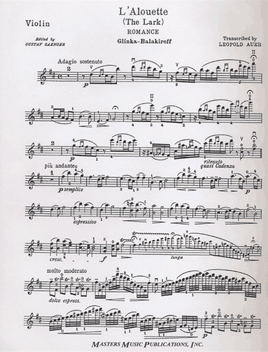 Glinka, Mikael (Auer): L'Alouette (violin & piano)
