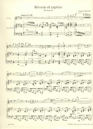 Berlioz, H.: Reverie et Caprice/Romance (violin & piano) Barenreiter