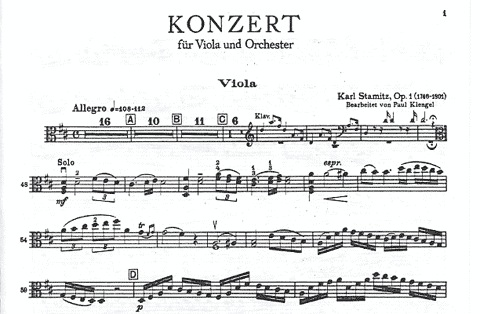 Stamitz, Karl: Concerto in D Major Op.1 (viola & piano)