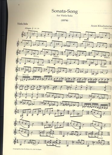 Khachaturian, Aram: Sonata-Song for Viola Solo
