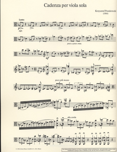 Penderecki, K.: Cadenza (viola)