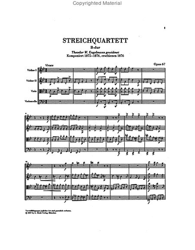 Brahms, J. (Reiser, ed.): String Quartet in Bb Major, Op. 67, urtext (score)