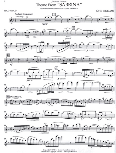 Williams, John: Sabrina (Violin & Piano)