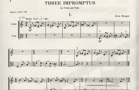 Berger, Jean: Three Impromptus for Violin & Viola