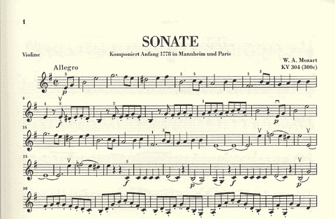 Mozart, W.A. (Seiffert, ed.): Sonata in E minor, KV 304 (300c), urtext (Violin & Piano)