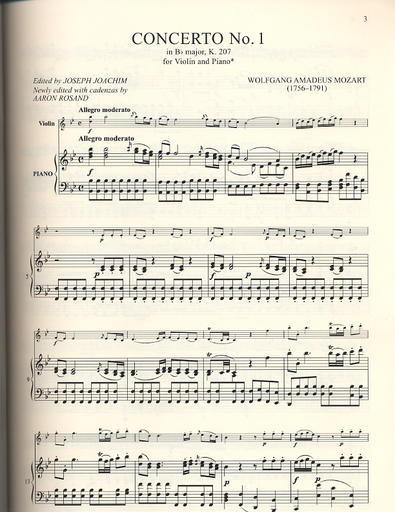 Mozart, W.A.: Concerto No. 1 in Bb major K.207 (violin & piano