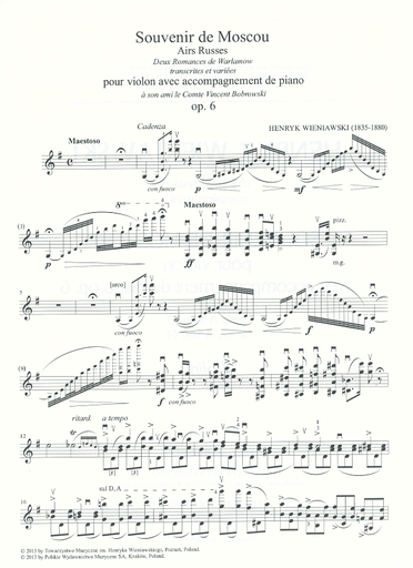 Wieniawski, H.: Souvenir de Moscou (violin & piano)