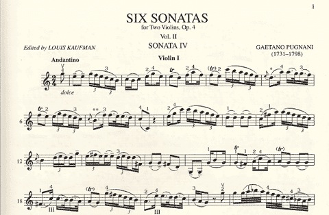 Pugnani, Gaetano: Six Sonatas Op.4 Vol.2 (2 Violins)