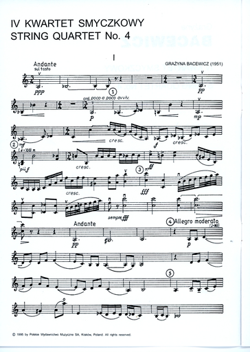 Bacewicz, Grazyna: String Quartet No. 4 (1951) score and parts