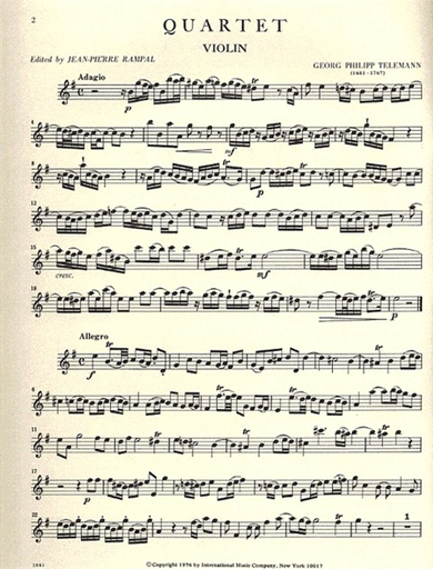 Telemann, G.P. (Rampal): Quartet in e minor (flute, violin, cello and piano)