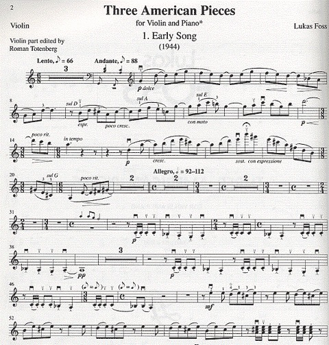 Foss, Lukas: 3 American Pieces (violin & piano)