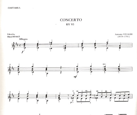 Vivaldi, Antonio: Concerto in D Major RV93 (guitar, 2 violins, cello)