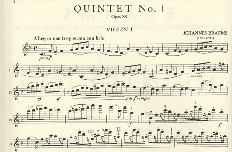 Brahms: Quintet Op.88 No.1 (2 violins, 2 violas, cello)
