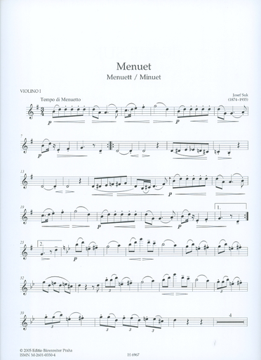 Suk, Josef: Menuet (string quartet) Barenreiter, out of print