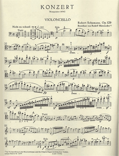 Schumann, Robert: Cello Concerto Op.129 (cello & piano) PETERS