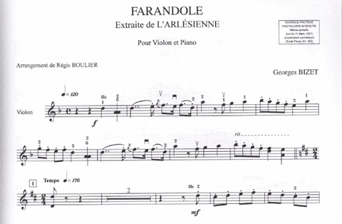 Bizet, Georges: Farandole-extraite de L'Arlesienne (violin & piano)