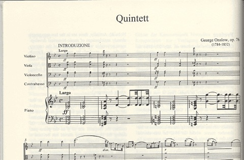 Onslow, Georges: Quintet Op.76 in g (violin, viola, cello, bass, piano)