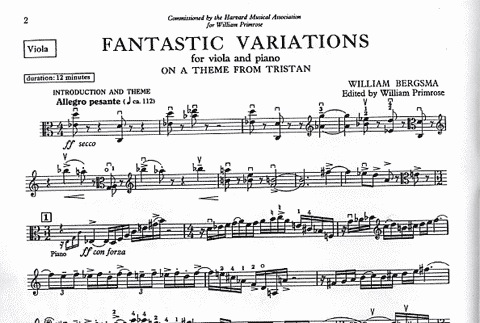 Bergsma, W.: Fantastic Variations on a Theme from Tristan (viola & piano)