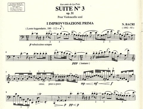Bacri, Nicolas: Suite No.3 Op.31 (cello solo)