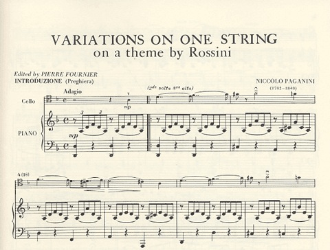 Paganini, Nicolo: Variations on One String ''Moses'' by Rossini (cello & piano)