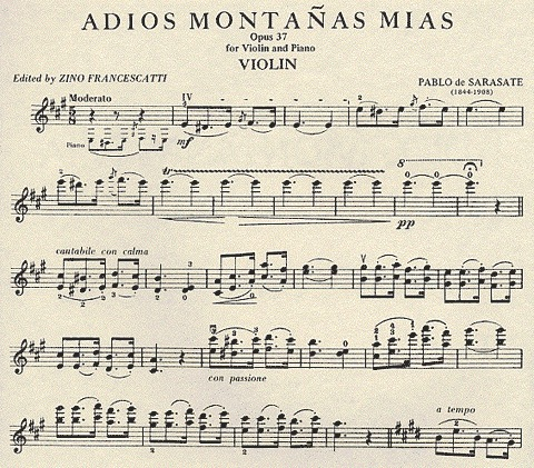 Sarasate, Pablo de: Adios Montanas Mias Op.37 (violin & piano)