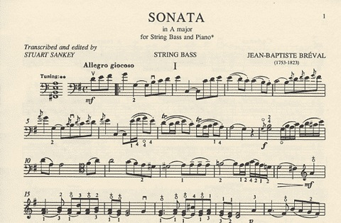 Breval, J.B.: Sonata in A (bass & piano)