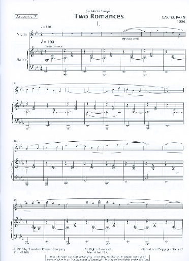 Pann, Carter: Two Romances (violin & piano)