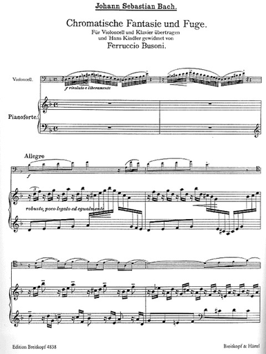 Bach, J.S.: Chromatische Fantasie und Fugue (cello & piano)