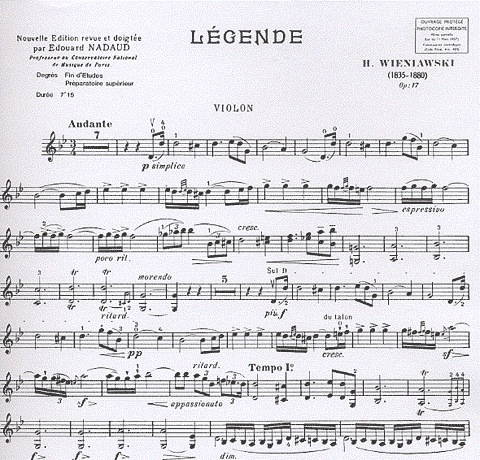 Wieniawski, H.: Legende Op.17 (violin & piano)