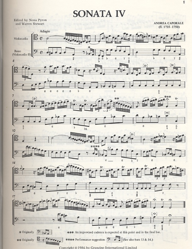 Bononcini, G.B.: 6 Solos for Two Violoncellos Vol.2 #4-6 (2 cellos & piano)