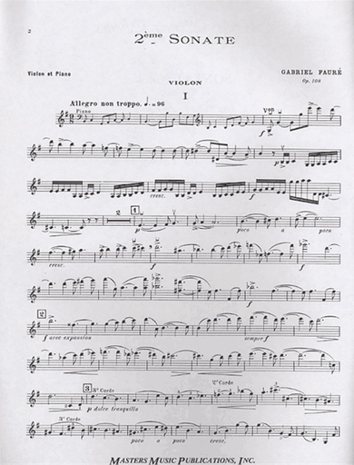 Faure, Gabriel: Sonata #2 in E minor Op.108 (violin & piano)