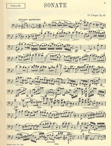 Chopin, Frederic: Sonata Op.65, Polonaise Brillante Op.3 for (Cello, Piano) PETERS
