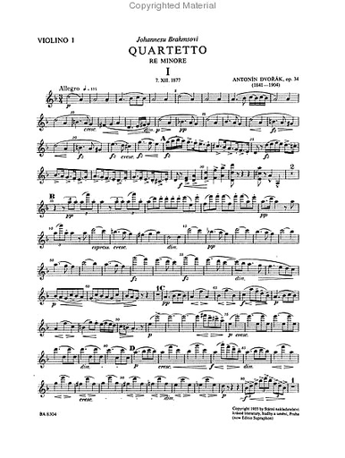 Dvorak, Antonin: String Quartet Op.34 in d minor, Barenreiter