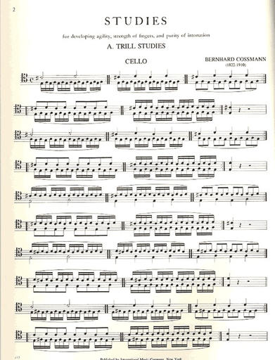 Cossman, Bernhard: Studies for Development of Agility of Fingers (cello)