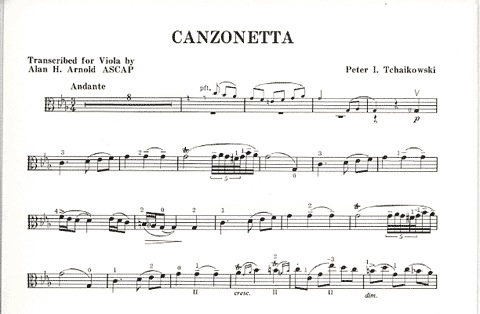 Tchaikovsky, P.I. (Arnold): Canzonetta (Viola & Piano) Viola World, USA