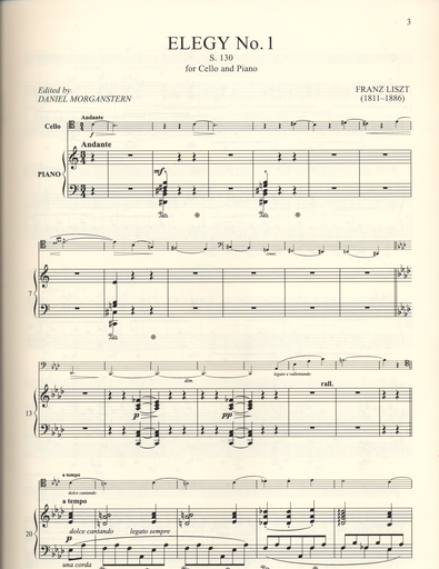 Liszt, Franz (Morganstern): two Elegies No. 1 (S.130) and No. 2 (S.131) for cello and piano