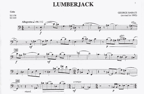 Barati, George: Lumberjack (cello & piano)