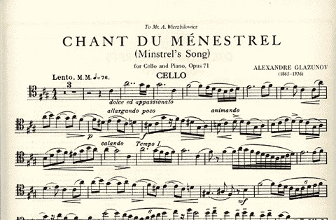 Glazunov, Alexander: Chant du Menestrel-Minstrel's Song Op. 71 (cello & piano)