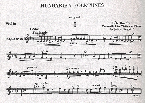 Bartok, B. (Szigeti): Hungarian FolkTunes (Violin and Piano)