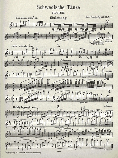 Bruch, M.: Swedish Dances, Op.63 Volume 1 (violin & piano)