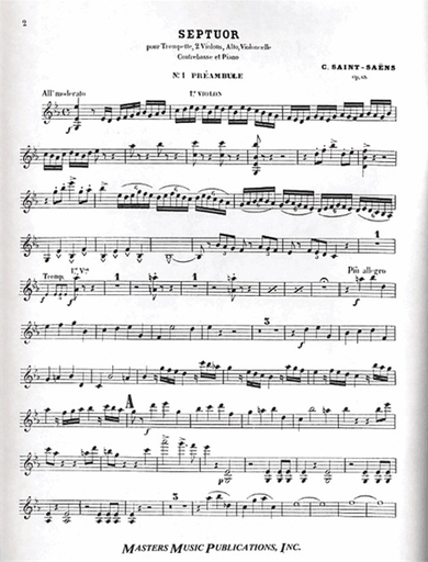 Saint-Saens, C.: Septet, op. 65 (trumpet, two violins, viola, cello, bass, piano)